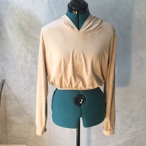 Suede Hooded -Crop Top Sweater